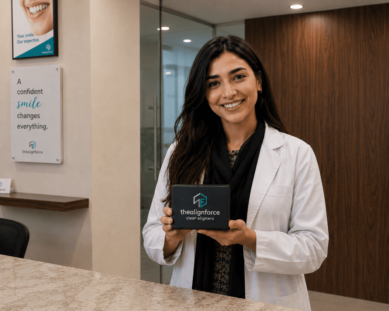 TheAlignForce specialist presenting clear aligners in clinic